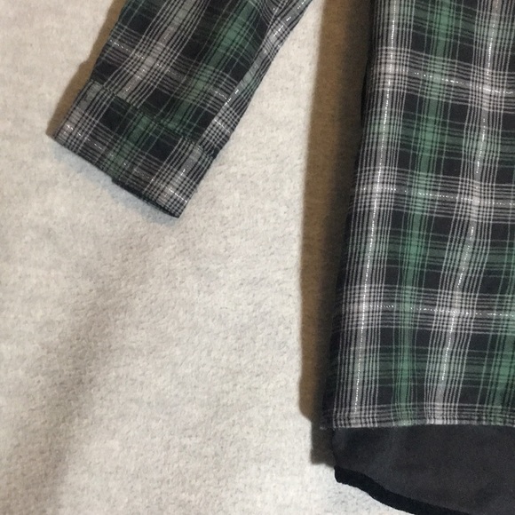 DEMOCRACY Boho Cotton Plaid Front & Sleeves Contrasting Embroidered Velvet Back - Picture 6 of 16